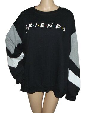 Friends TV Show 90’s Sweatshirt Womens Jr XXXL 21 Black White Sleeves Logo
